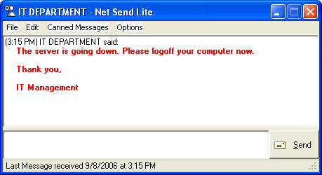 Net Send Lite message