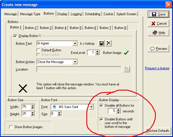 Disable buttons