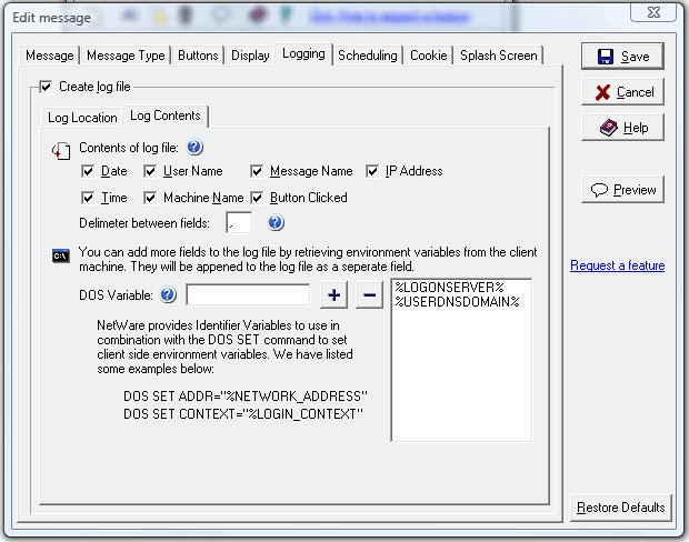 Log file contents