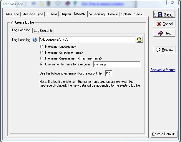 Log file location