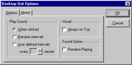 Desktop Dot setup screen for sound and display options