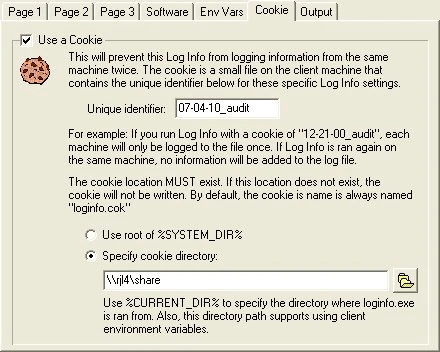 Log Info Cookie Option