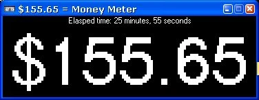 Money Meter main display showing real-time meeting cost