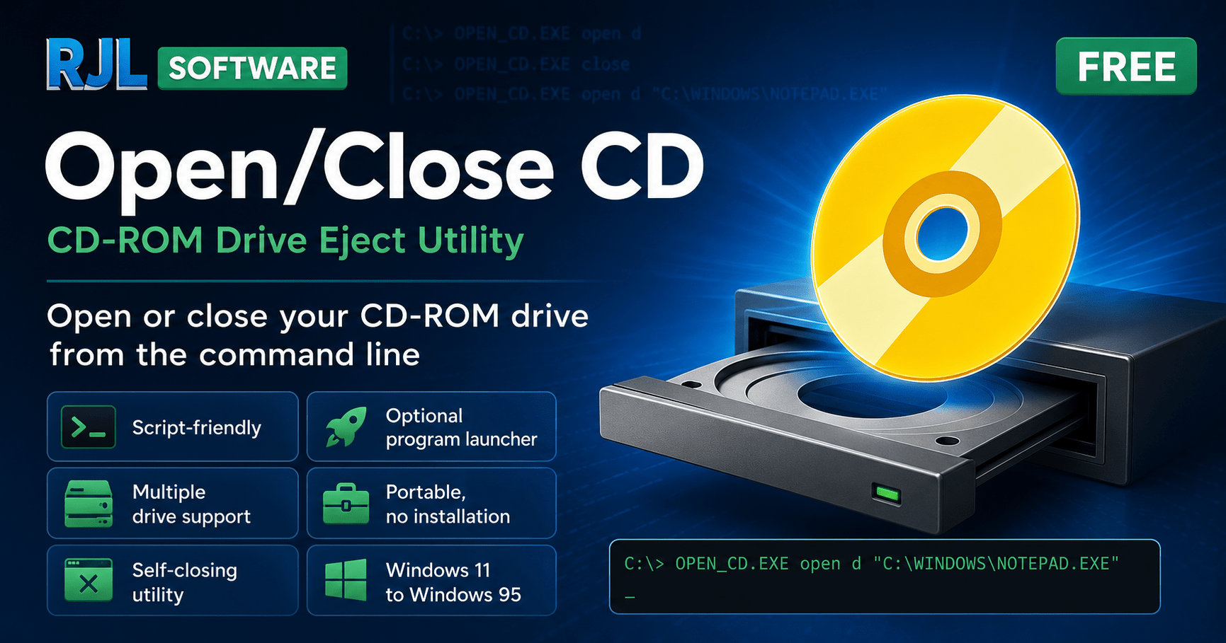 Open/Close CD - CD-ROM Drive Eject Utility | RJL Software