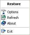 Resize Browser system tray right-click menu with resolution options
