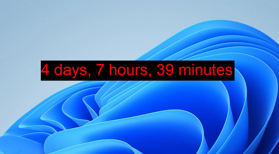UpTime main display showing system uptime in a borderless window on the desktop